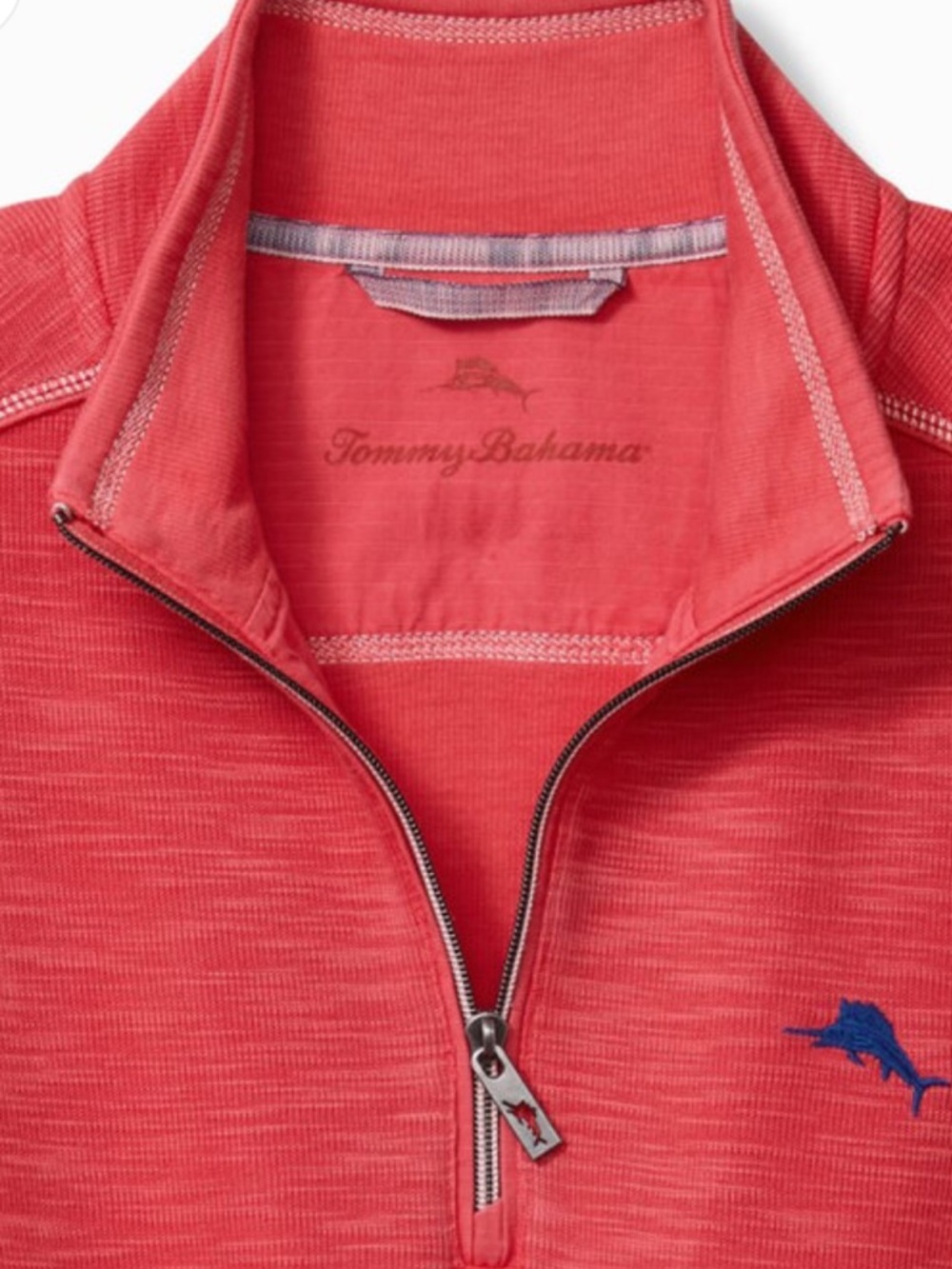 Tommy Bahama Tobago Bay half-Zip Pullover Sweatshirt coral - Picture 4 of 8